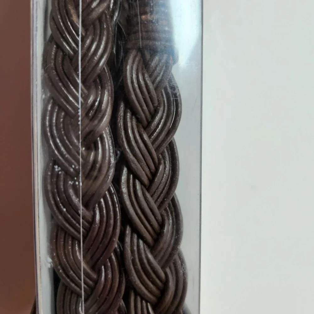 Woolrich Braided Leather Curtain Tie Backs Dark Brown Set of 2 Western Rustic